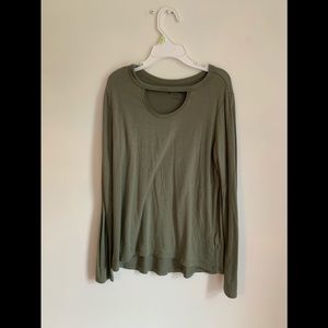 Green cut out long sleeve